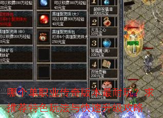 哪个单职业传奇版本最耐玩?求推荐特色玩法与快速升级攻略 哪个单职业传奇版本最耐玩?求推荐特色玩法与快速升级攻略